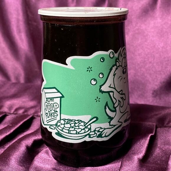 VTG SEALED Welch's LOONEY TUNES  #5 TAZ Strawberry Jam Glass Jar 1994 Acme Soap - Picture 3 of 11